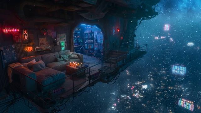 Киберпанк-город в небе ✨