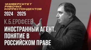 Иностранный агент. Понятие в российском праве и правоприменительная практика. К.Б.Ерофеев 20.03.2025