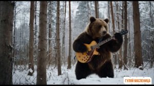 Видео нейро открытка на Масленицу. Снеговик и чучело дерутся - Гуляй Масленица.