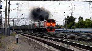 Тепловоз 2ТЭ10М-2280. Отправление на Бийск с "медведями".