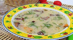 Блиц суп из сырков и лисичек