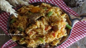 Рис со свининой и зеленой фасолью