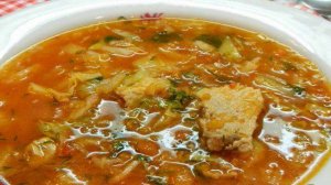 Борщ со свежей капустой и укропом