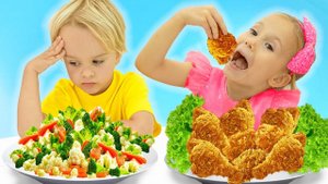 Влад и Ники. Крис учится делиться едой с друзьями! Видео для детей.