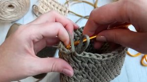 Узор крючком "Галочки с наклоном" для сумочек и корзин