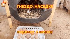 Гнездо для наседки домик из вывернутых шин
