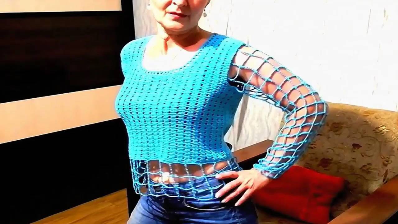 Летний топик-кофточка связанная крючком. МК