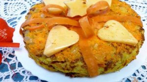Закусочный торт из кабачка  с овощной прослойкой