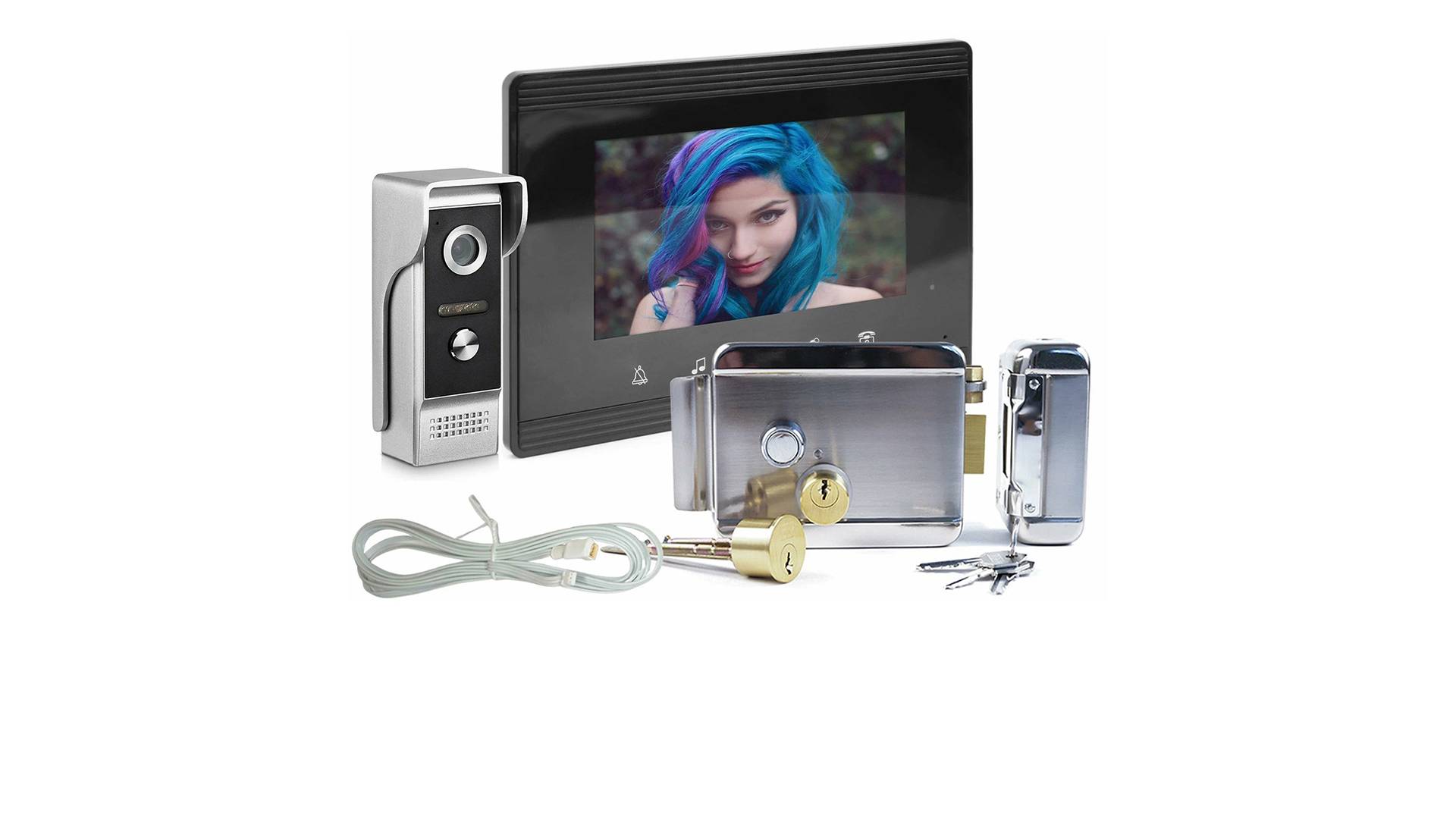 Комплект из цветного видеодомофона EP-7200 и электромеханического замка Anxing Lock – AX042