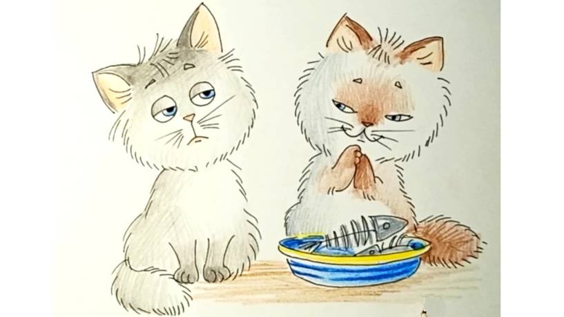 Кот и кошечка. Рисуем маркерами и карандашами. смотреть онлайн