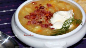 Зимний картофельный суп-толчeнка с квашеной капустой из баварских Альп