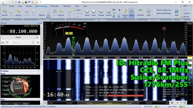 29.05.2024 13:40UTC, [Es], Hitrádio FM Plus, Чехия, 88.1МГц, 1776км