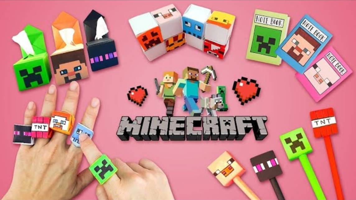 5 крутых идей оригами MINECRAFT | Поделки из бумаги, которые можно сделать дома