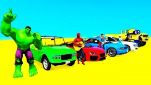 Цветные Машинки и Бульдозер с Супергероями Мультики для Детей Обучающие Мультфильм