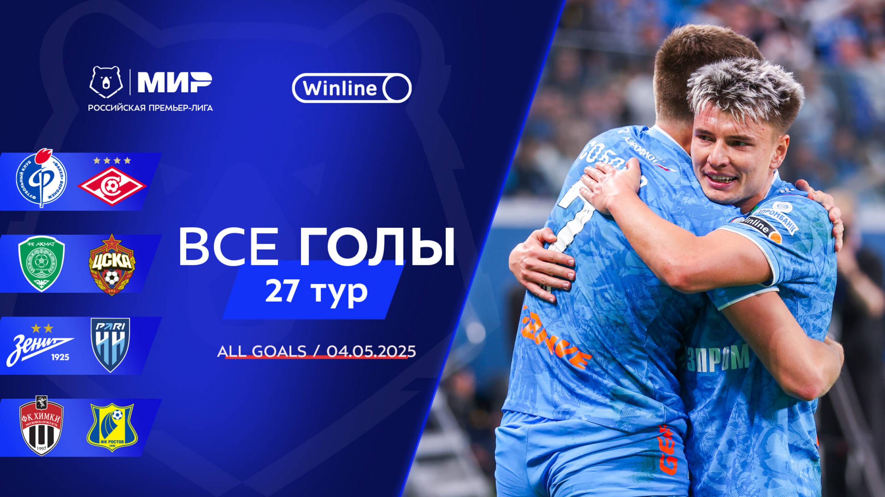 Все голы 4.05.2025 | 27 тур Мир РПЛ 2024/25