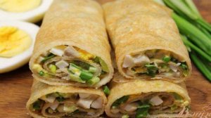 Блины с черемшой яйцом и грибами