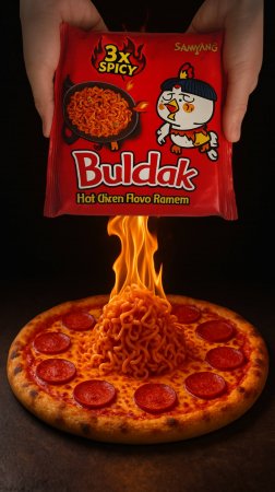 Ядреная пицца из лапши BULDAK 3X #рецепт #еда #buldak #грильков