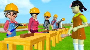 Scary Teacher 3D vs Squid Game Crazzy Nailing 5 Time Challenge Miss T and Nick Loser become Farmer(7