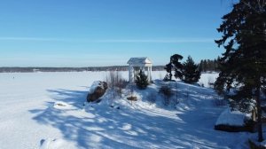 Зимний пейзаж в парке Монрепо футаж дрон