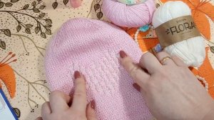 Двойная шапочка "Сердечко" для маленькой модницы#детскаяшапочкаспицами