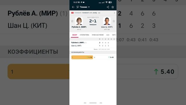 Атр Гонконг , Андрей Рублев - Эмил Руусувуори. Прогноз и ставка на матч смотреть онлайн