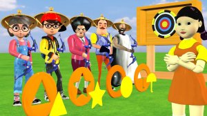 Scary Teacher 3D vs Squid Game Crazzy Archery vs Honeycomb Candy Shape 5 Times Challenge(720P_HD)