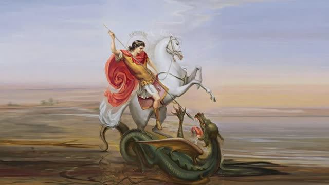 Святой  Великомученик Георгий Победоносец_Его изображение наносили на гербы, знамена и монеты