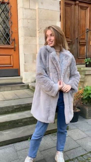 Шуба с английским воротником VK-42A1350 смотреть онлайн