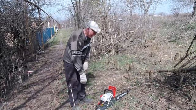 Первый рабочий день на участке  Пилю деревья и поросль