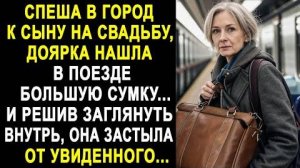 Спеша в город к сына на свадьбу, доярка нашла в поезде большую сумку... И решив заглянуть внутрь...