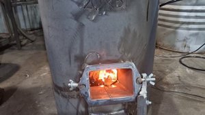 Розжиг печки на отработке