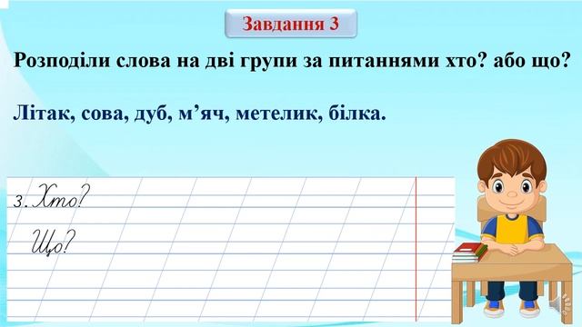 Діагностувальна робота 3 Слова - назви предметів іменники Українська мова М  Вашуленко 2 клас НУ