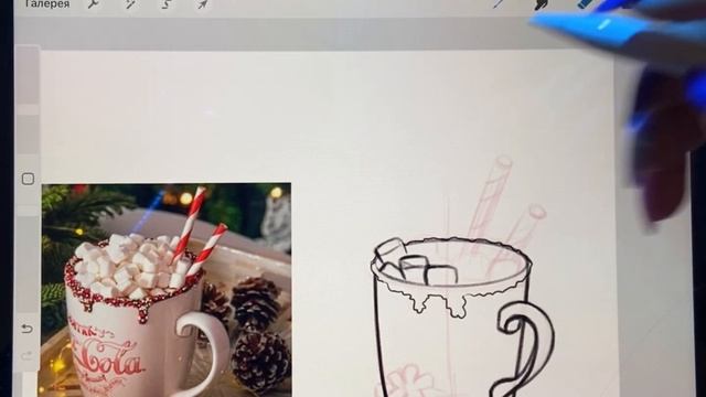 Новогодний марафон по стикерам. 2 урок  Чистовой эскиз
