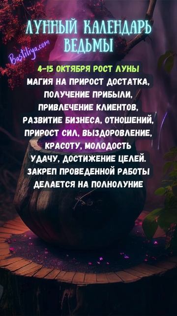 РОСТ ЛУНЫ 4-15 октября 24 ✨ВЕДЬМИН календарь #растущаялу