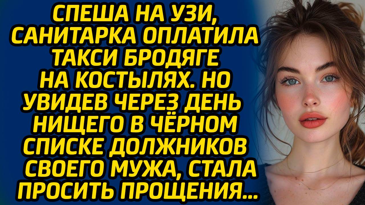 Спеша на УЗИ, санитарка оплатила такси бродяге на костылях… А когда через день увидела нищего...