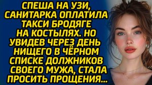 Спеша на УЗИ, санитарка оплатила такси бродяге на костылях… А когда через день увидела нищего...