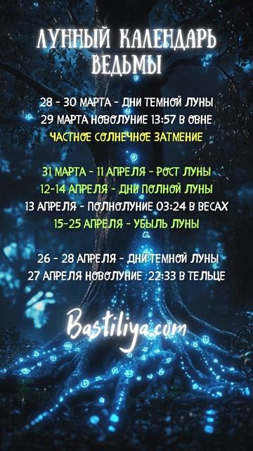 АПРЕЛЬ 2025 ✨ВЕДЬМИН календарь #новолуние   #лунныйкале?