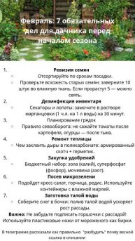 Февраль: 7 обязательных дел для дачника перед началом ?