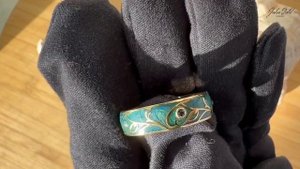 Кольцо из желтого золота с художественной горячей эмалью "Равенна"