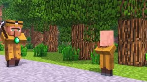 Жизнь шахтерщика жителя,майнкрафт анимация