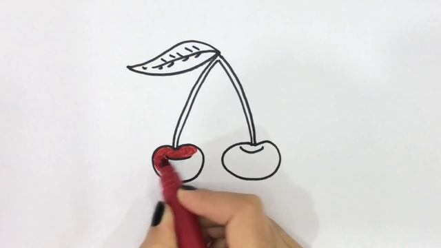 Drawing of cherry for children /Bolalar uchun gilos rasm chizish /Рисование вишня для детей for kid