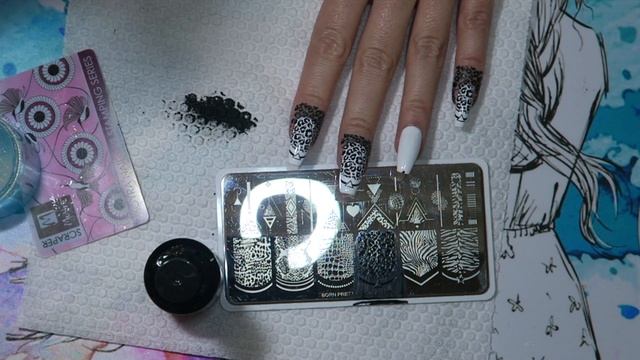 Черно Белый Стемпинг / пластина  Born Pretty Texture L-003 / Звериный принт.