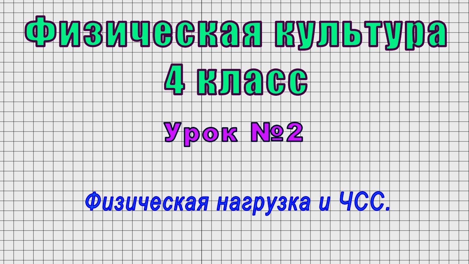 Физическая культура 4 класс (Урок№2 - Физическая нагрузка и ЧСС.)