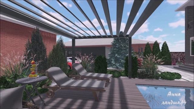 Ландшафтный дизайн участка 5,6 соток с уклоном г. Новоч? смотреть онлайн