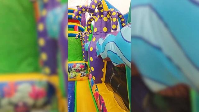 Коммерческий надувной батут с горкой «Мега риф», 14x7x8 м смотреть онлайн