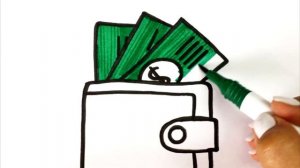 Как нарисовать кошелек с деньгами | How to draw a wallet with money | Сурет салу Ақшамен әмиян