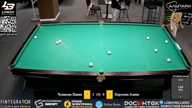 Чунакова Янина - Королёва Алина. Турнир по свободной пирамиде [Lobov Billiard] 1 стол.