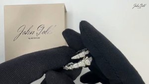 Кольцо в стиле Bvlgari Serpenti Viper в один виток из белого золото 585 пробы с бриллиантами