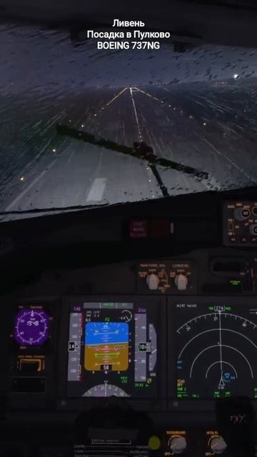 посадка самолёта в дождь/approach/Boeing737NG/ULLI/Пулково