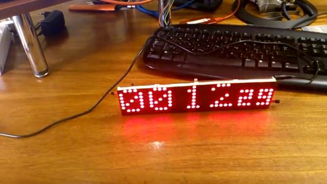 Светодионые матричные часы. LED Matrix Clock 8x32 Ir Remote